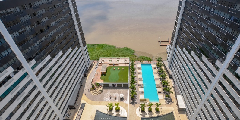 Departamento en alquiler en edificio Spazio sector centro de Guayaquil GeoBienes - Departamento en alquiler en edificio Spazio Puerto Santa Ana Guayaquil - Plusvalia Guayaquil Casas de venta y alquiler Inmobiliaria Ecuador