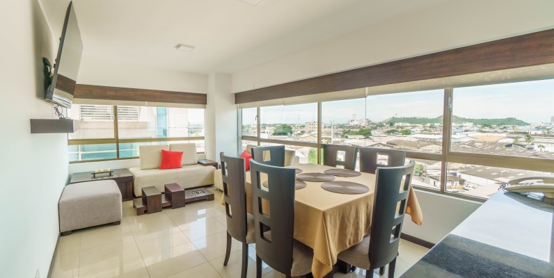 GeoBienes - Departamento en venta amoblado ubicado en Torre del Sol II, Norte de Guayaquil - Plusvalia Guayaquil Casas de venta y alquiler Inmobiliaria Ecuador